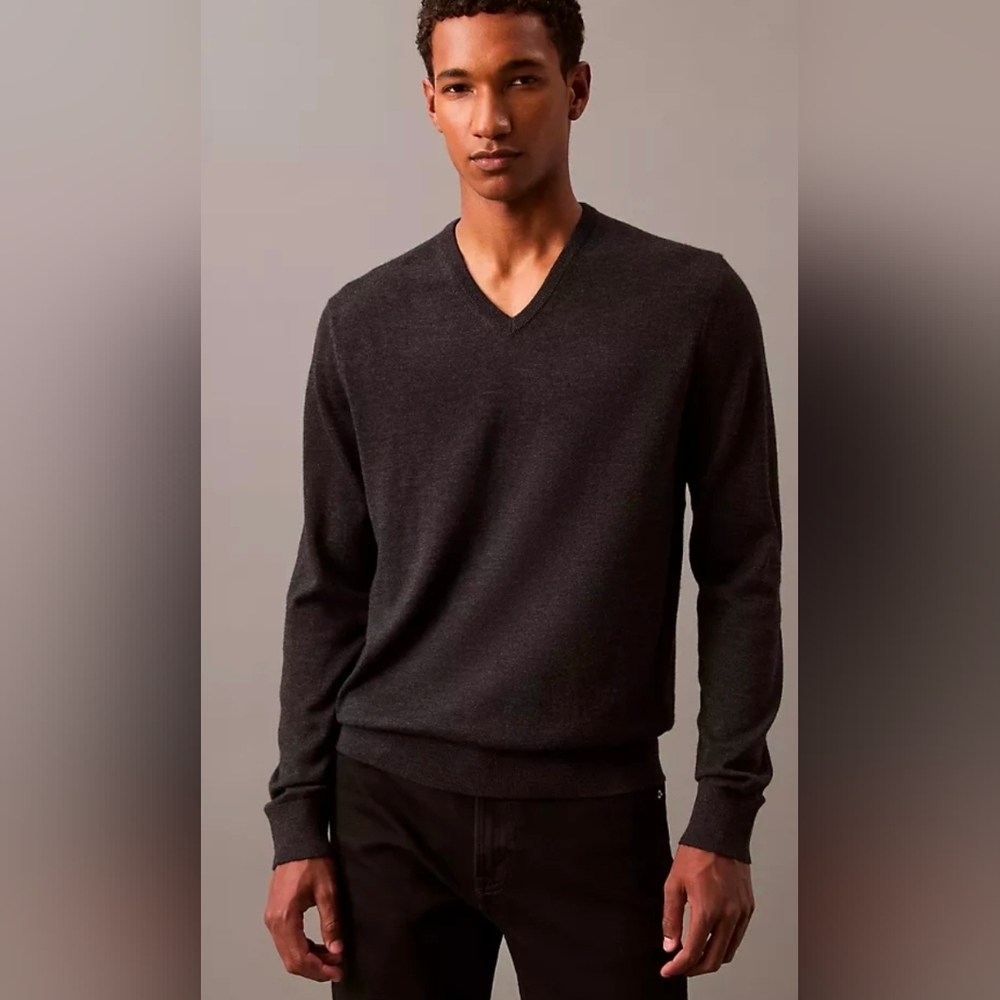 Calvin Klein Men's Charcoal Merino Wool Sweater - Sz XXL - Picture 8 of 8
